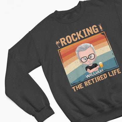 Personalization Retirement Gift, Rocking The Retired Life Personalized Custom Name Retirement T-Shirts