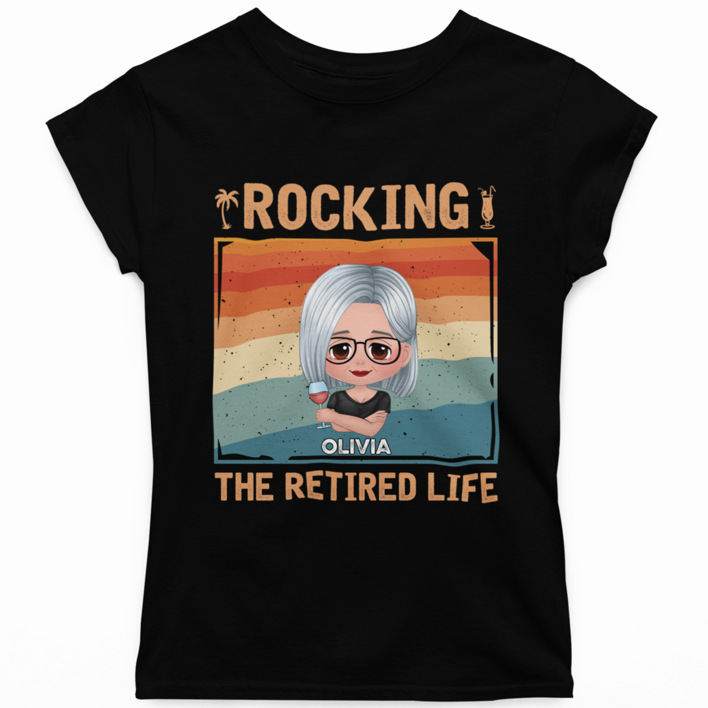 Personalization Retirement Gift, Rocking The Retired Life Personalized Custom Name Retirement T-Shirts